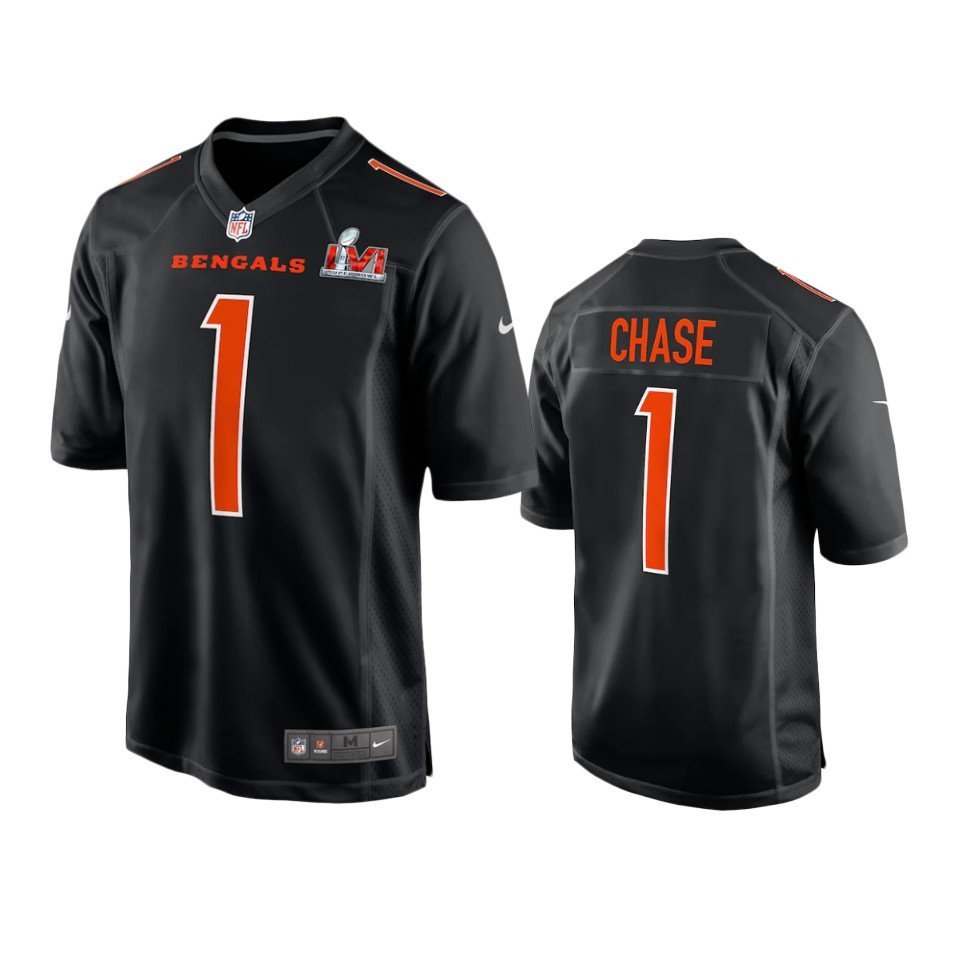 Cincinnati Bengals Ja'Marr Chase Super Bowl #1 LVI Black Fashion Limited Jersey
