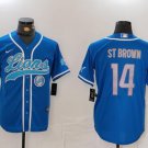 Amon-Ra St. Brown #14 Detroit Lions Stitched Jersey Blue
