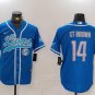 Amon-Ra St. Brown #14 Detroit Lions Stitched Jersey Blue