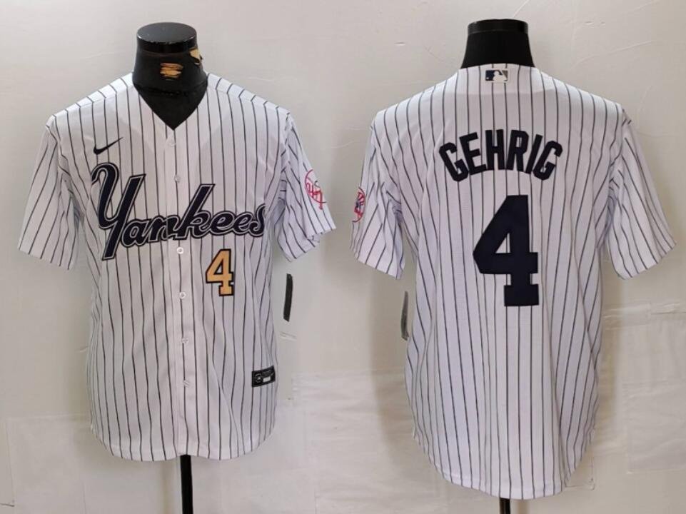 Men's Lou Gehrig #4 New York Yankees Home Player Jersey White