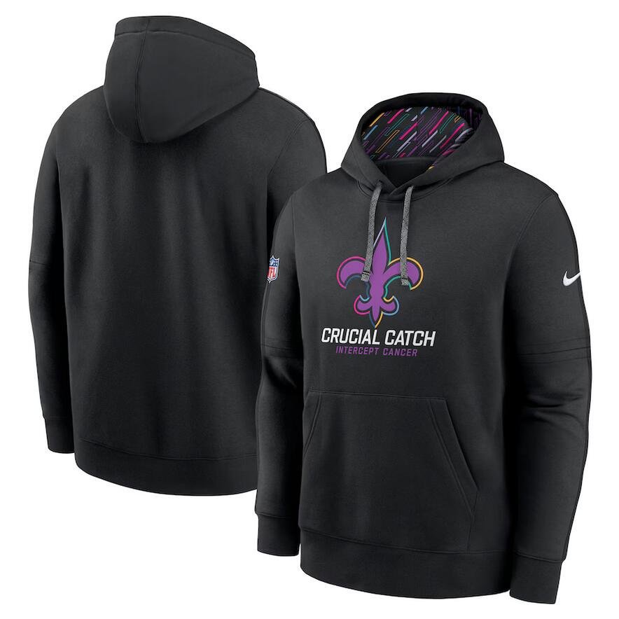 Men's New Orleans Saints 2024 Crucial Catch Club Pullover Hoodie Black