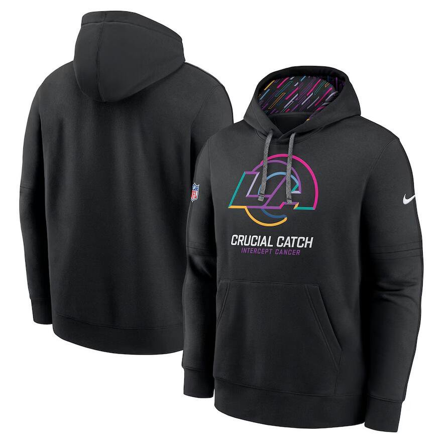 Men's Los Angeles Rams 2024 Crucial Catch Club Pullover Hoodie Black