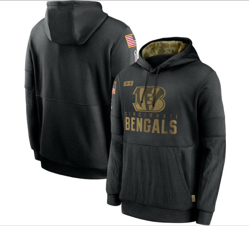 Men's Cincinnati Bengals Salute to Service Sideline Pullover Hoodie Black New Year
