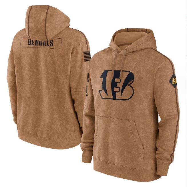Men's Cincinnati Bengals Salute to Service Club American Football Pullover Hoodie Brown