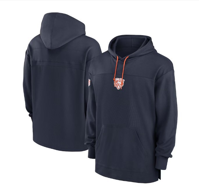 Men's Chicago Bears Sideline Jersey Performance Pullover Hoodie Navy