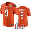 men's & kids Activewear Football Uniform #9 Joe Burrow Jerseys Orange 2022 Super Bowl LVI Shirt