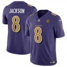 men's & kids Football Uniform #8 Lamar Jackson Jerseys Purple F.U.S.E. John Madden Patch Shirt