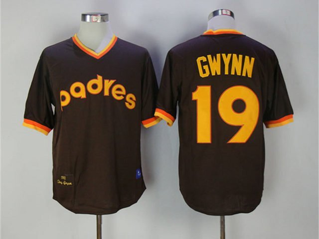 men's & youth Activewear Baseball Uniform 19 Tony Gwynn Jerseys 1982 Throwback Brown Shirt