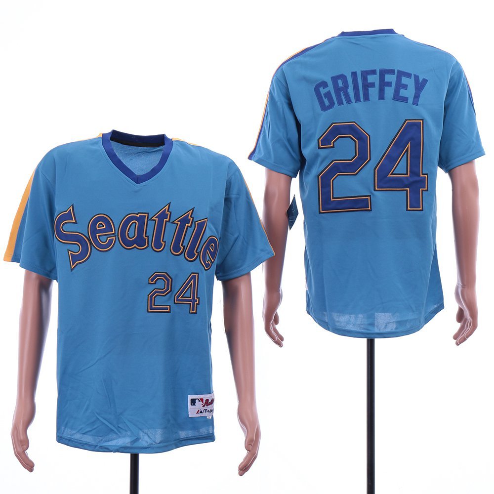 men's & youth Activewear Baseball Uniform 24 Ken Griffey Jr. Jerseys Blue Turn Back The Clock Shirt