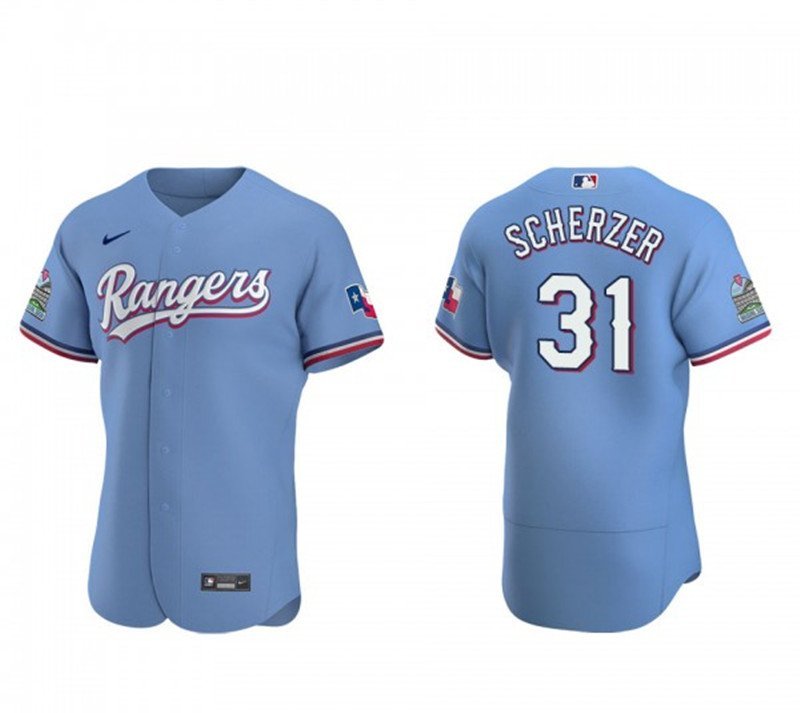 men's & youth Activewear Baseball Uniform 31 Max Scherzer Jerseys Light Blue Alternate Elite Shirt