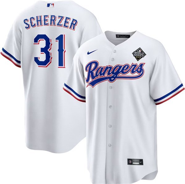 men's & youth Activewear Baseball Uniform 31 Max Scherzer Jerseys White 2023 World Series Game Shirt