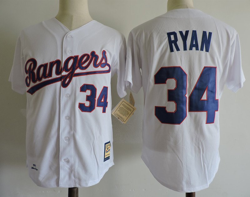 men's & youth Activewear Baseball Uniform 34 Nolan Ryan Jerseys 1993 Vintage White Throwback Shirt