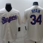 men's & youth Activewear Baseball Uniform 34 Nolan Ryan Jerseys Cream Cooperstown Collection Shirt