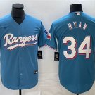 men's & youth Activewear Baseball Uniform 34 Nolan Ryan Jerseys Light Blue Alternate Retired Shirt