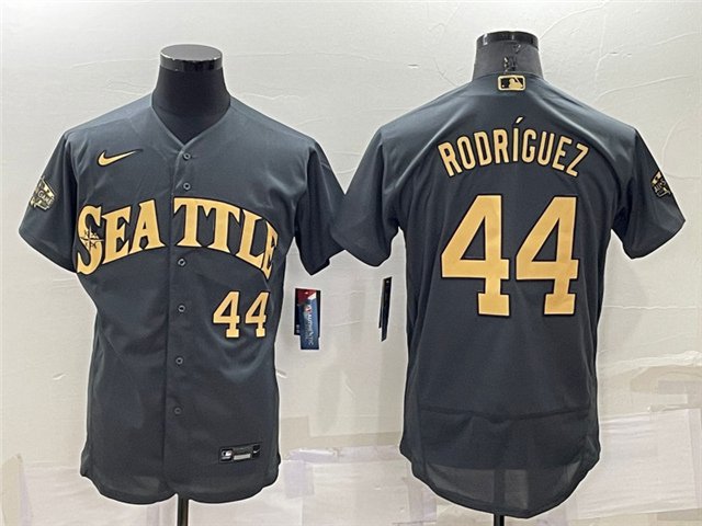 men's & youth Activewear Baseball Uniform 44 Julio Rodr&Atilde;&shy;guez Jerseys Charcoal 2022 All-Star Shirt