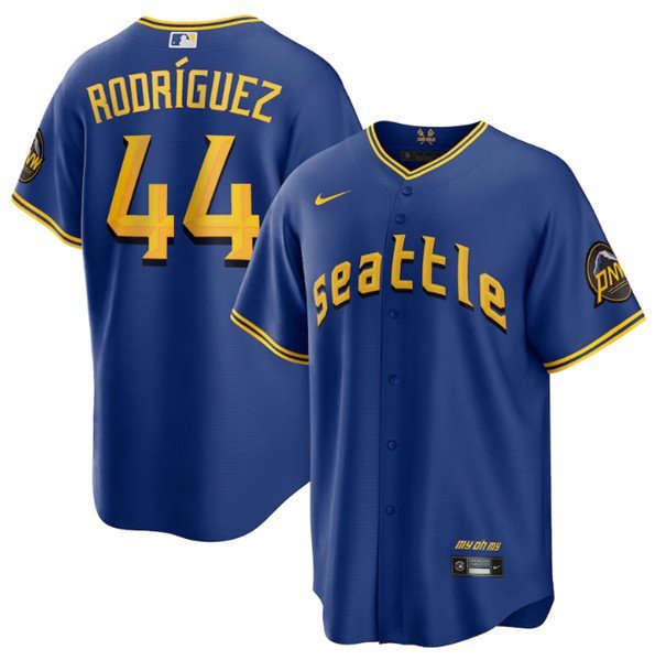 men's & youth Activewear Baseball Uniform 44 Julio Rodr&Atilde;&shy;guez Jerseys Royal 2023 City Connect Shirt