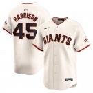 men's & youth Activewear Baseball Uniform 45 Kyle Harrison Jerseys Cream Home Limited Player Shirt