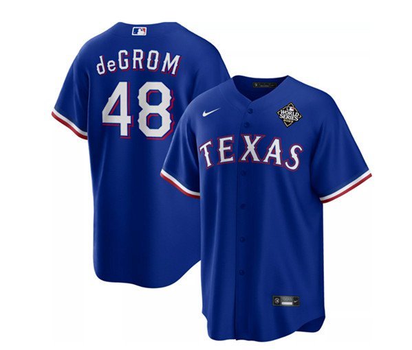 men's & youth Activewear Baseball Uniform 48 Jacob DeGrom Jerseys Royal 2023 World Series Game Shirt