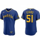 men's & youth Activewear Baseball Uniform 51 Ichiro Suzuki Jerseys Royal City Connect Elite Shirt