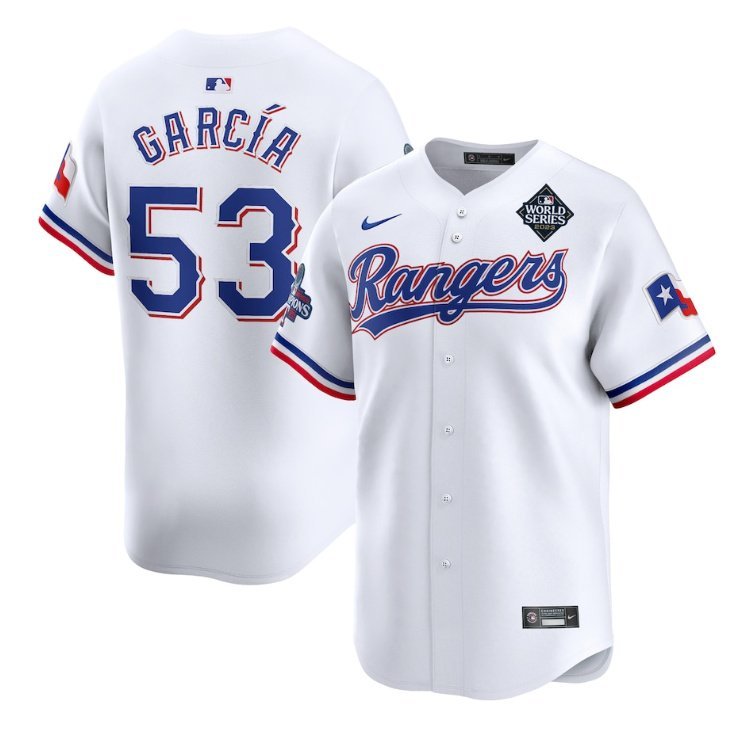 men's & youth Activewear Baseball Uniform 53 Adolis Garc&Atilde;&shy;a Jerseys White 2023 World Series Shirt