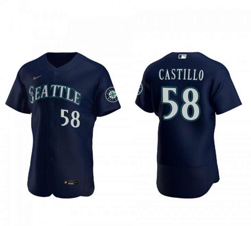 men's & youth Activewear Baseball Uniform 58 Luis Castillo Jerseys Navy Alternate Player Elite Shirt