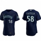 men's & youth Activewear Baseball Uniform 58 Luis Castillo Jerseys Navy Alternate Player Elite Shirt