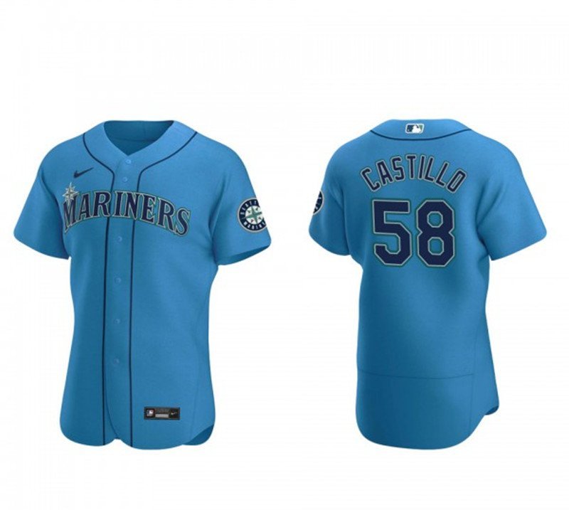men's & youth Activewear Baseball Uniform 58 Luis Castillo Jerseys Royal Alternate Elite Shirt