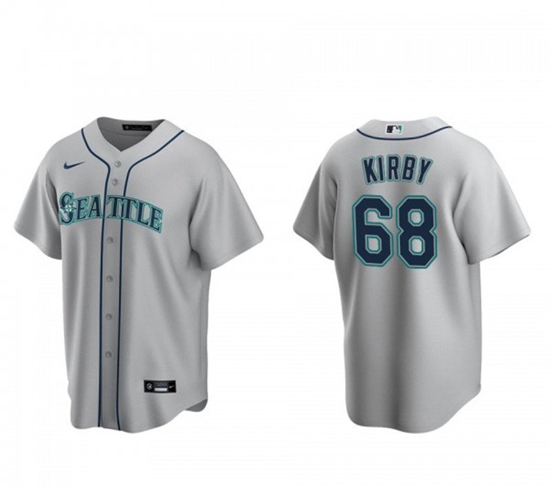 men's & youth Activewear Baseball Uniform 68 George Kirby Jerseys Gray Road Player Game Shirt