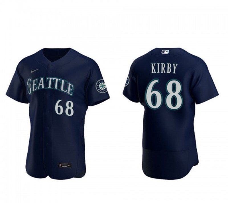 men's & youth Activewear Baseball Uniform 68 George Kirby Jerseys Navy Alternate Player Elite Shirt