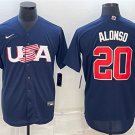 men's & youth USA Team Uniform 20 Pete Alonso Jerseys Navy 2023 World Baseball Classic Shirt