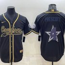 men's Activewear Football Uniform #4 Dak Prescott Jerseys Black Gold Team Big Logo Baseball Shirt