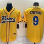 men's Activewear Football Uniform #9 Matthew Stafford Jerseys Gold Baseball CoolBase Shirt