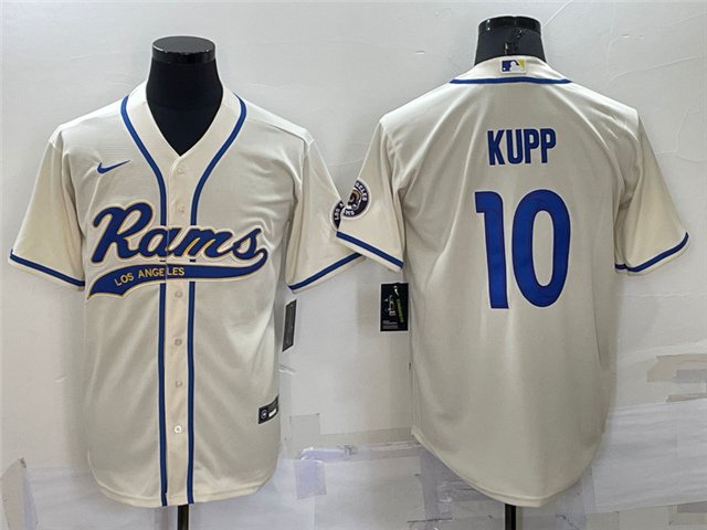 men's Activewear Football Uniform #10 Cooper Kupp Jerseys Cream Baseball CoolBase Shirt