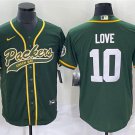 men's Activewear Football Uniform #10 Jordan Love Jerseys Green Baseball CoolBase Shirt