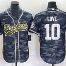 men's Activewear Football Uniform #10 Jordan Love Jerseys Grey Camo Baseball CoolBase Shirt