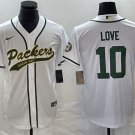men's Activewear Football Uniform #10 Jordan Love Jerseys White Baseball CoolBase Shirt