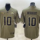 men's Activewear Football Uniform #10 Justin Herbert Jerseys 2022 Olive Salute Service Limited Shirt