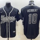 men's Activewear Football Uniform #10 Justin Herbert Jerseys Black RFLCTV Baseball CoolBase Shirt