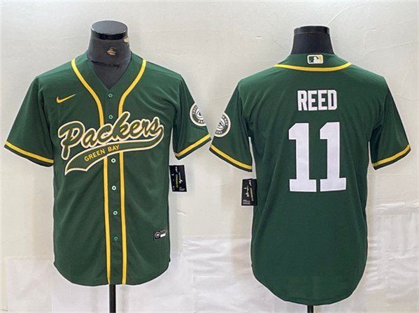 men's Activewear Football Uniform #11 Jayden Reed Jerseys Green Baseball CoolBase Shirt