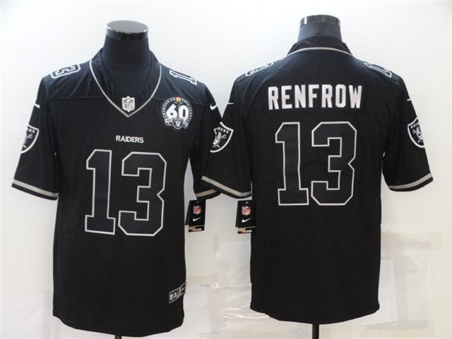 men's Activewear Football Uniform #13 Hunter Renfrow Jerseys Black Shadow 60th Patch Limited Shirt