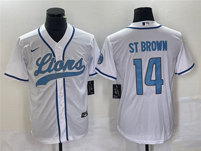 men's Activewear Football Uniform #14 Amon-Ra St. Brown Jerseys Silver Baseball CoolBase Shirt
