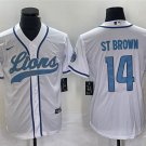 men's Activewear Football Uniform #14 Amon-Ra St. Brown Jerseys Silver Baseball CoolBase Shirt