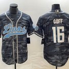 men's Activewear Football Uniform #16 Jared Goff Jerseys Grey Camo Baseball CoolBase Shirt