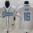 men's Activewear Football Uniform #16 Jared Goff Jerseys White Baseball CoolBase Shirt