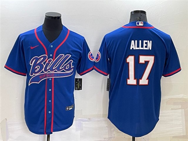 men's Activewear Football Uniform #17 Josh Allen Jerseys Blue Baseball CoolBase Shirt