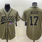 men's Activewear Football Uniform #17 Josh Allen Jerseys Olive Salute To Service Baseball Cool Shirt