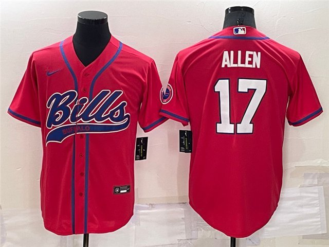 men's Activewear Football Uniform #17 Josh Allen Jerseys Red Baseball CoolBase Shirt
