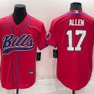 men's Activewear Football Uniform #17 Josh Allen Jerseys Red Baseball CoolBase Shirt