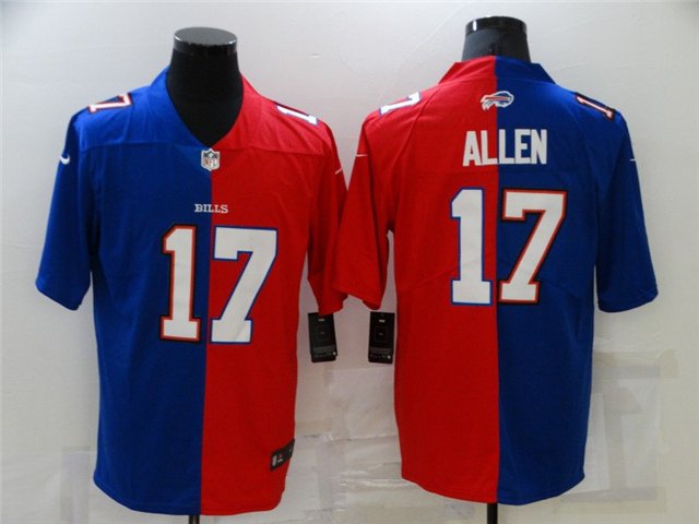 men's Activewear Football Uniform #17 Josh Allen Jerseys Split Blue