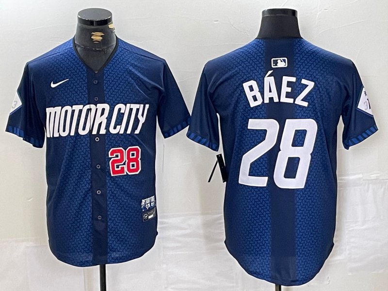 Detroit Tigers Javier Baez Navy 2024 City Jersey